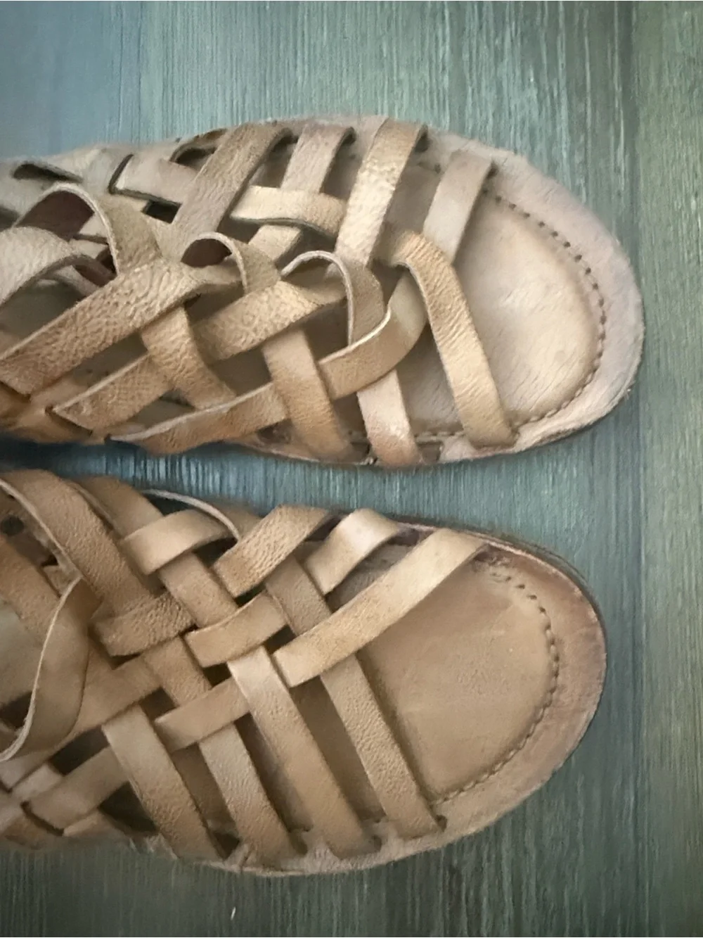 A.S. 98 Ralston Womens Tan Leather Hook & Loop Strap Sandals Shoes